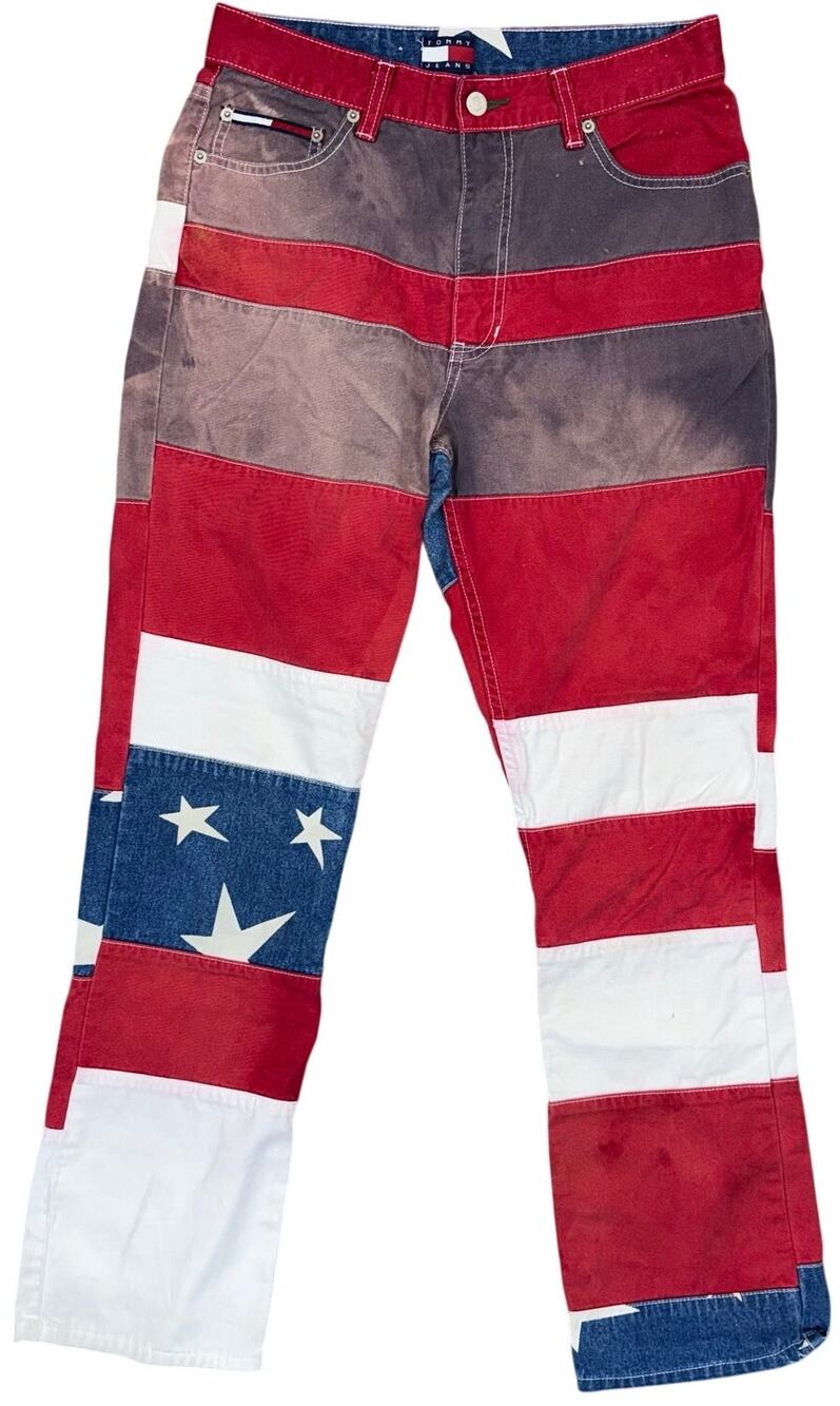Vintage 90s Tommy Hilfiger Women’s 9 Jeans USA Flag Patchwork